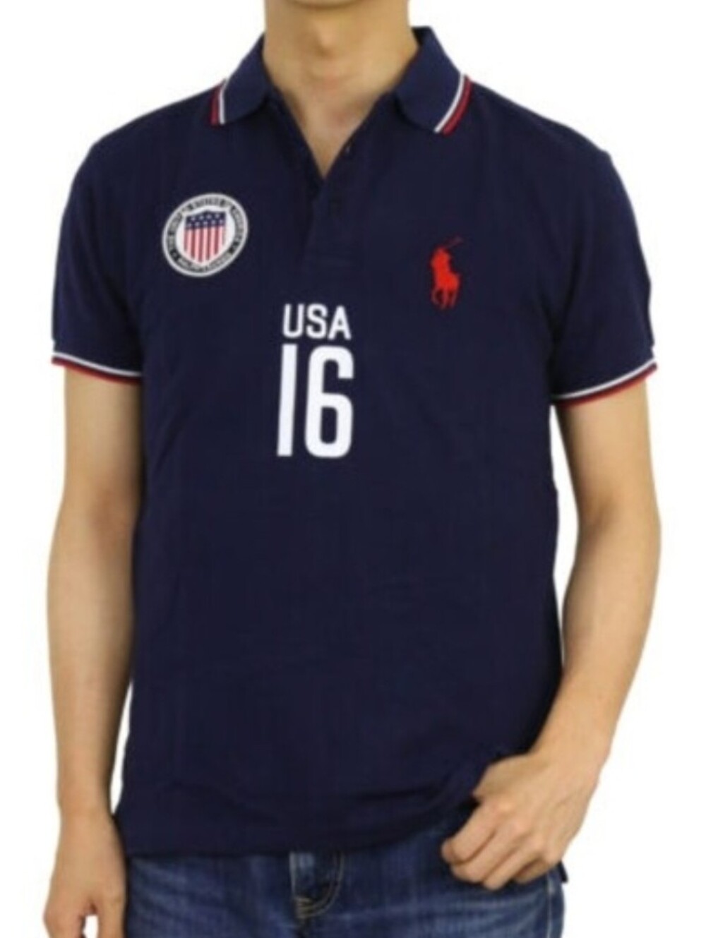 Polo Ralph Lauren Men's USA 16 Short Sleeve Polo Shirt, Navy, Size M - Picture 1 of 6